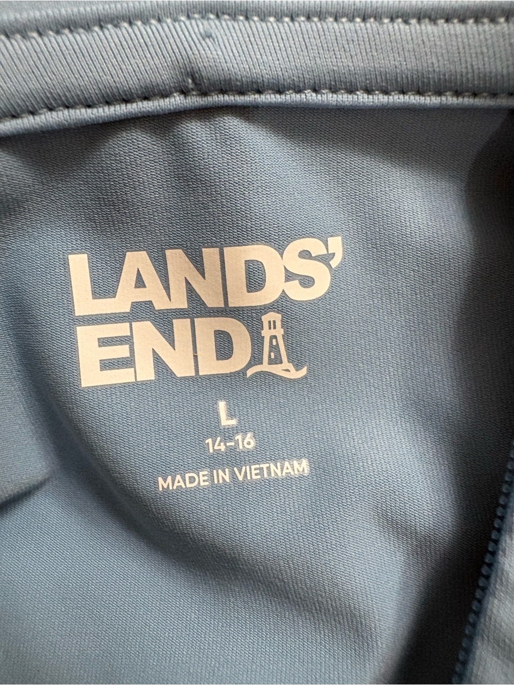 Lands' End Women's Light Blue Long Sleeve Swim Rash/Sun Guard Top - Picture 6 of 10